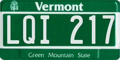 VT license plate LQI217