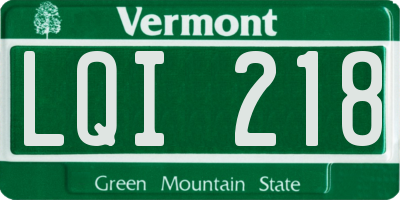 VT license plate LQI218