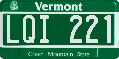 VT license plate LQI221