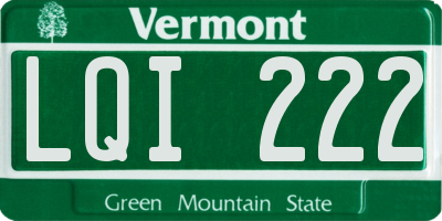 VT license plate LQI222