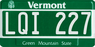 VT license plate LQI227