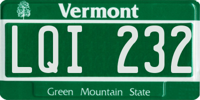 VT license plate LQI232