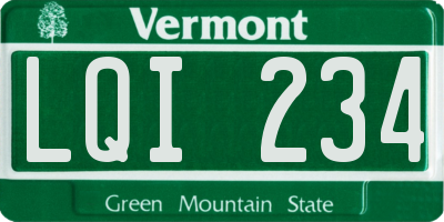 VT license plate LQI234