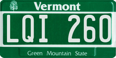 VT license plate LQI260