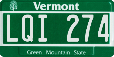 VT license plate LQI274