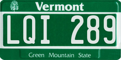 VT license plate LQI289