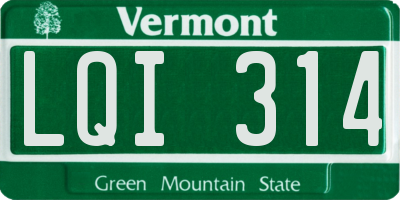 VT license plate LQI314