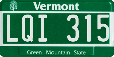 VT license plate LQI315
