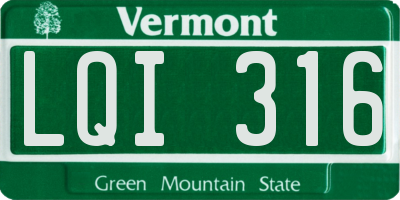VT license plate LQI316