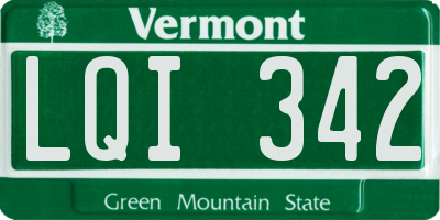 VT license plate LQI342