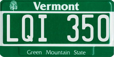 VT license plate LQI350