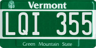 VT license plate LQI355