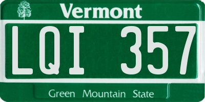VT license plate LQI357