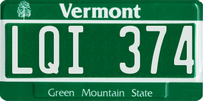 VT license plate LQI374