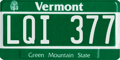 VT license plate LQI377