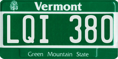 VT license plate LQI380