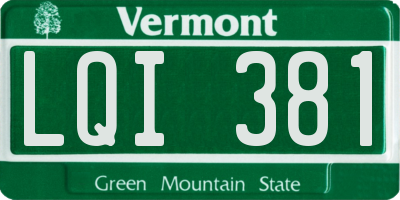 VT license plate LQI381