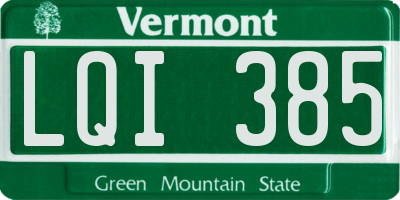 VT license plate LQI385