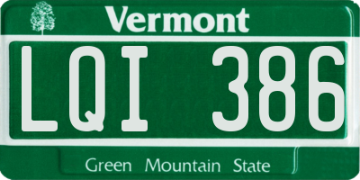 VT license plate LQI386