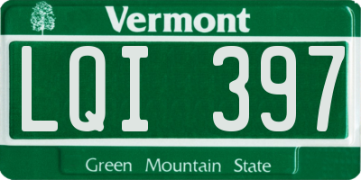 VT license plate LQI397