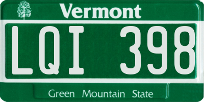 VT license plate LQI398