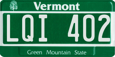 VT license plate LQI402