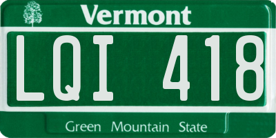 VT license plate LQI418