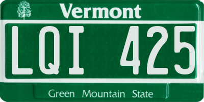 VT license plate LQI425