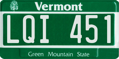 VT license plate LQI451