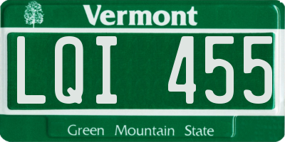 VT license plate LQI455