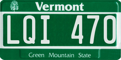 VT license plate LQI470