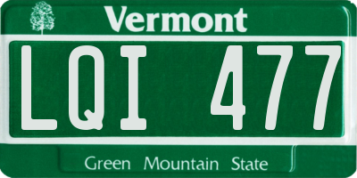 VT license plate LQI477
