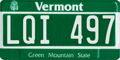 VT license plate LQI497