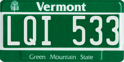 VT license plate LQI533