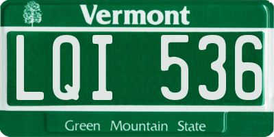 VT license plate LQI536