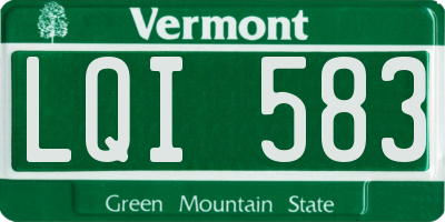 VT license plate LQI583