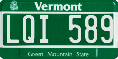 VT license plate LQI589