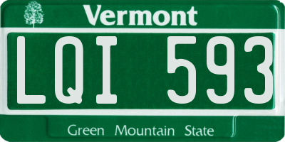 VT license plate LQI593
