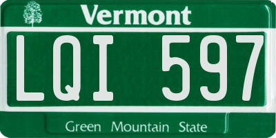VT license plate LQI597