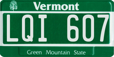 VT license plate LQI607