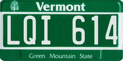 VT license plate LQI614