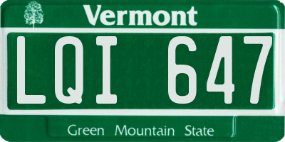 VT license plate LQI647