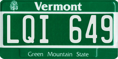 VT license plate LQI649