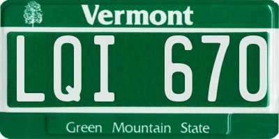 VT license plate LQI670