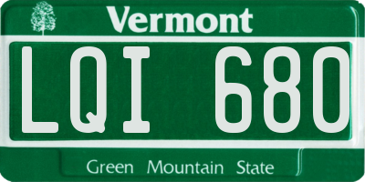 VT license plate LQI680