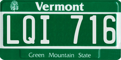 VT license plate LQI716