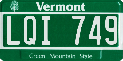 VT license plate LQI749