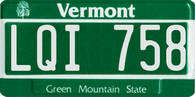 VT license plate LQI758