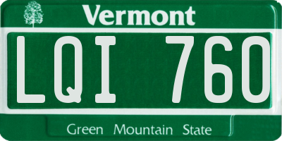 VT license plate LQI760
