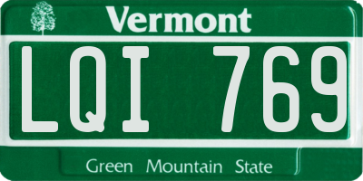 VT license plate LQI769